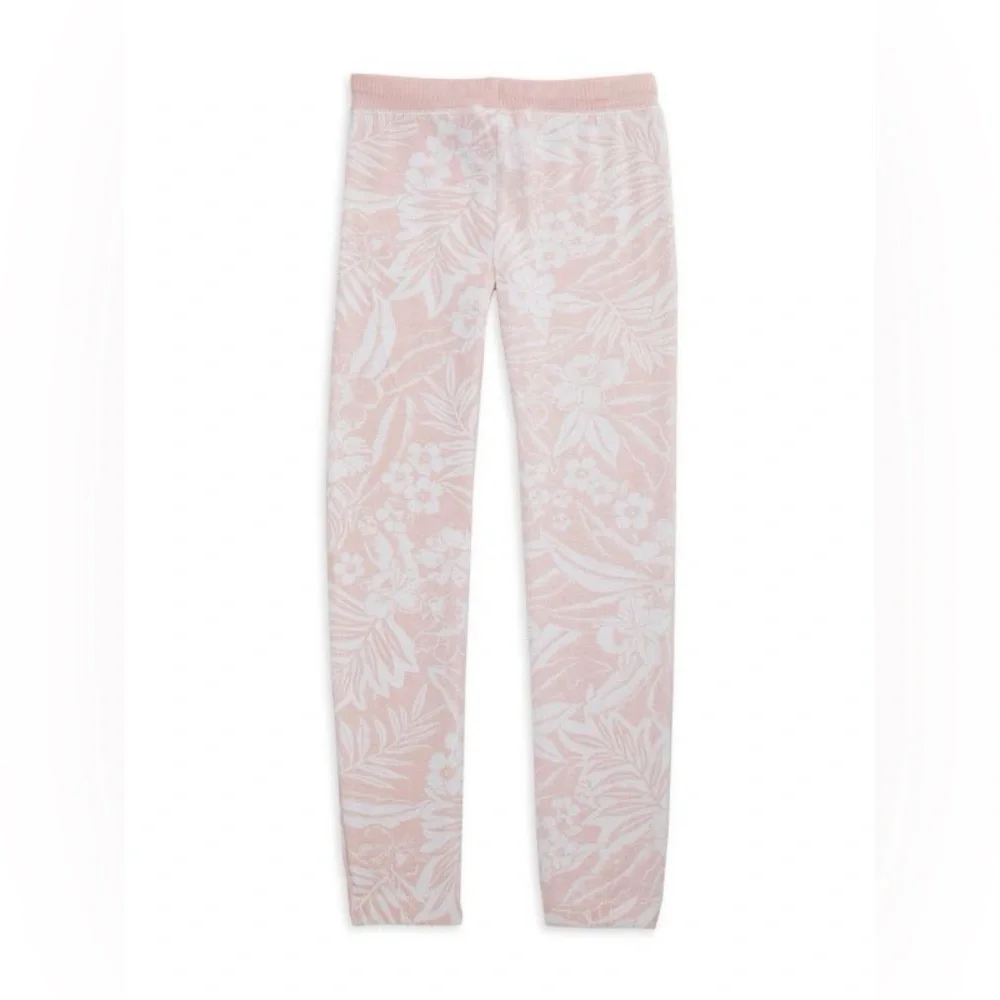 Girl's Flower & Leaf Print Burnout Joggers